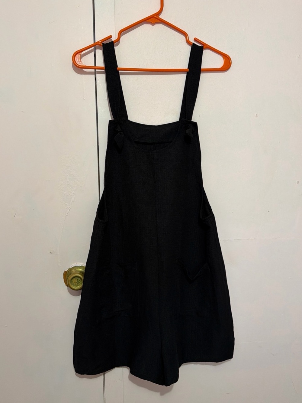 Black Mini Pinafore Dress with Wide Straps